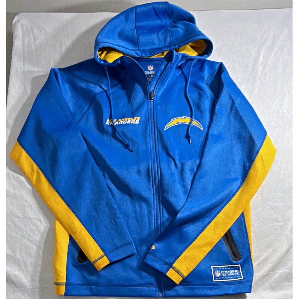 New Era Los Angeles Chargers NFL Combine Authentic Full Zip Hooded Jacket Blue M
